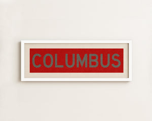 Framed Columbus Red Bus Scroll