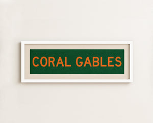 Framed Coral Gables Green and Orange Bus Scroll