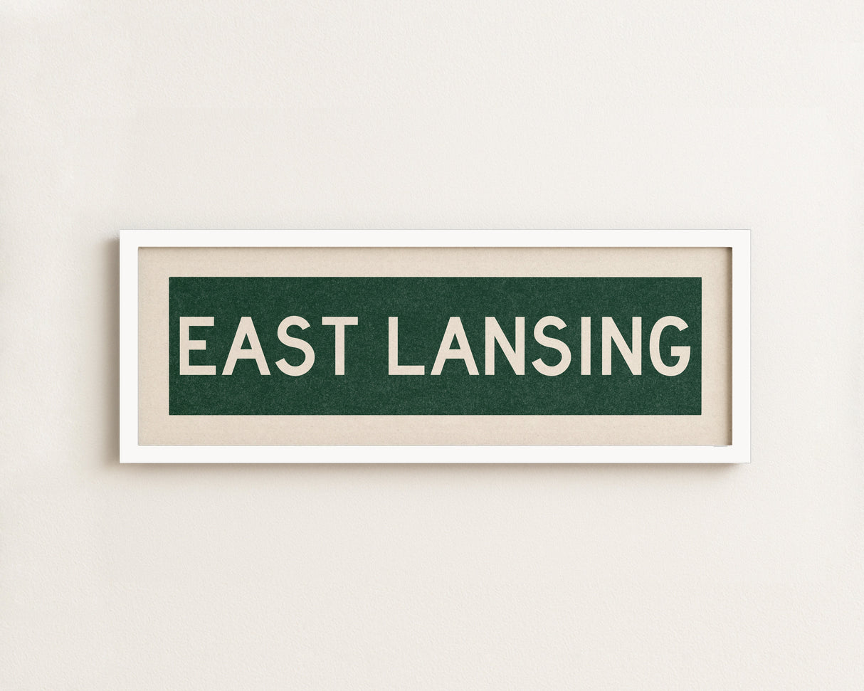 Framed East Lansing Green Bus Scroll