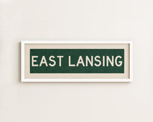 Framed East Lansing Green Bus Scroll