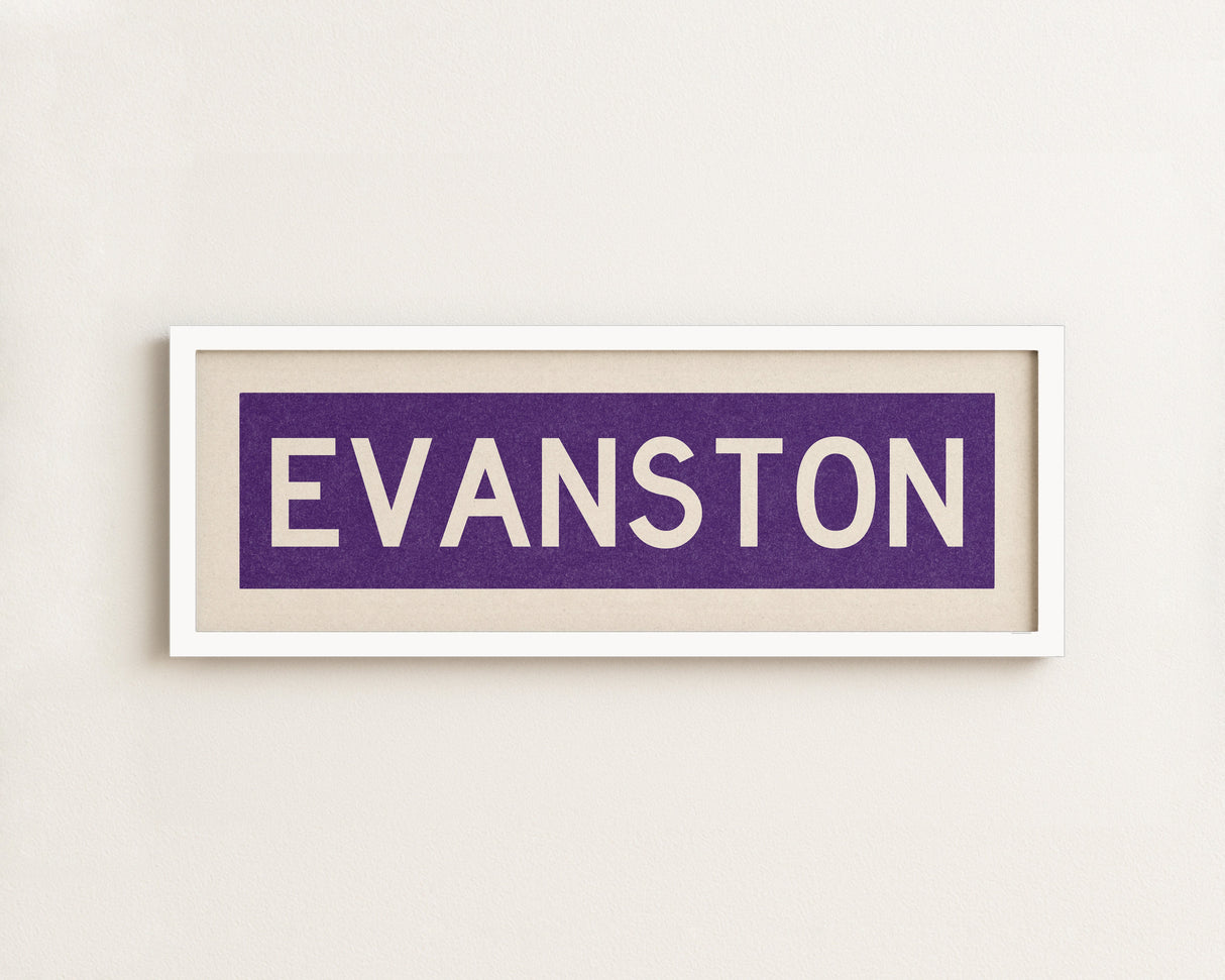 Framed Evanston Purple Bus Scroll