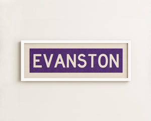Framed Evanston Purple Bus Scroll