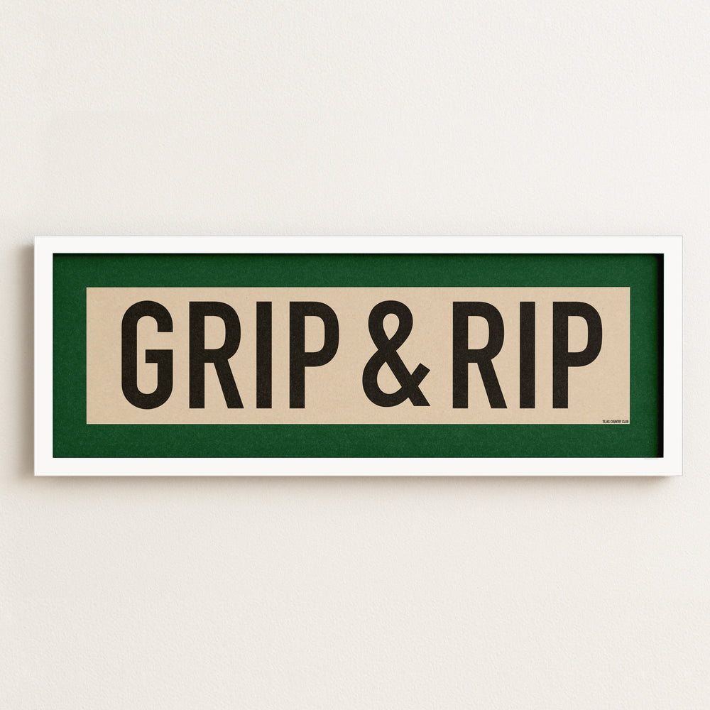 Framed Grip and Rip Golf Art Scroll Sign