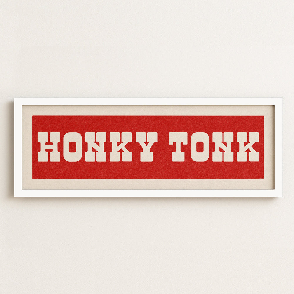 Framed HONKY TONK Sign Red & White Art Print