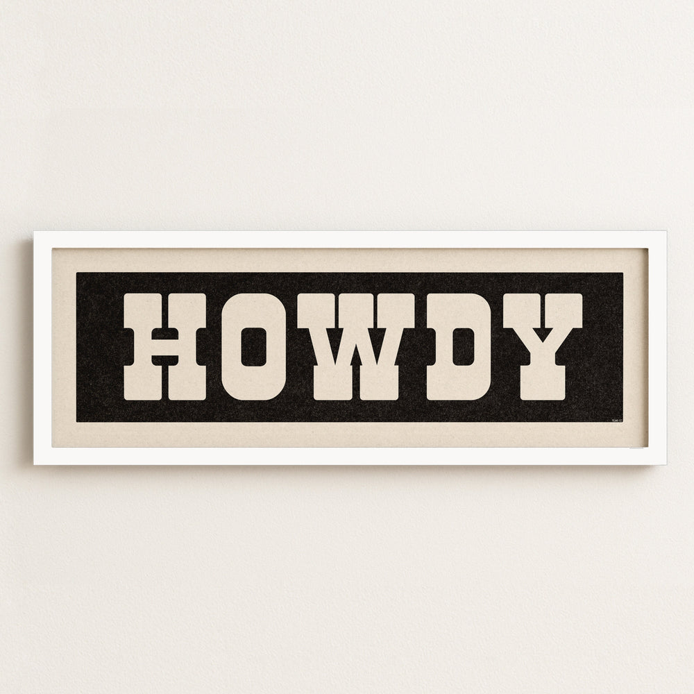 Framed HOWDY Sign Black & White Art Print