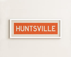 Framed Huntsville Orange and White Bus Scroll