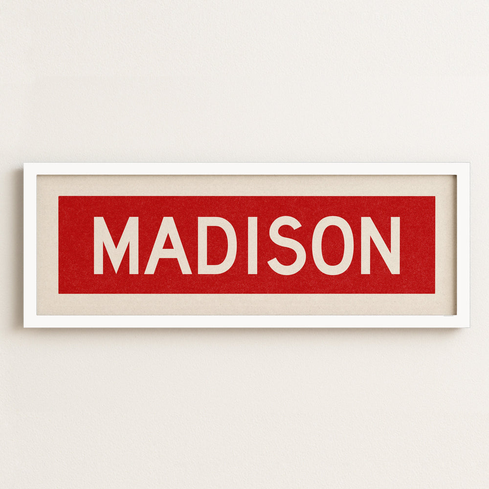 Framed Madison Red Bus Scroll