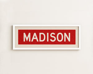 Framed Madison Red Bus Scroll