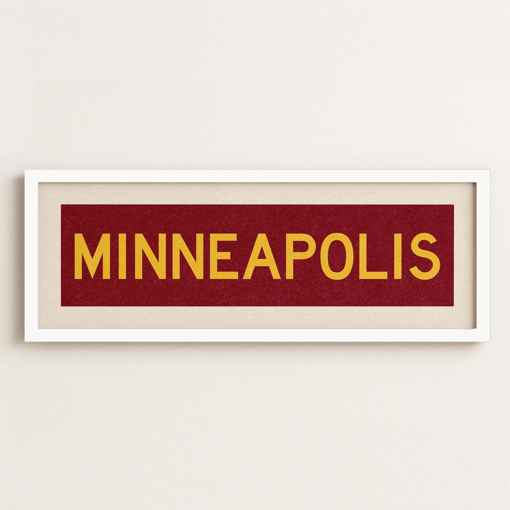 Framed Minneapolis Maroon Bus Scroll