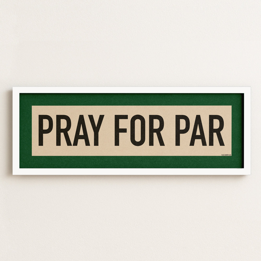 Framed Pray For Par Golf Art Scroll Sign