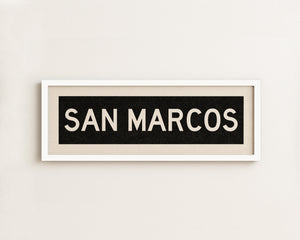 Framed San Marcos Texas Bus Scroll