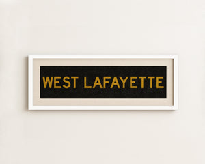 Framed West Lafayette Black and Gold Bus Scroll