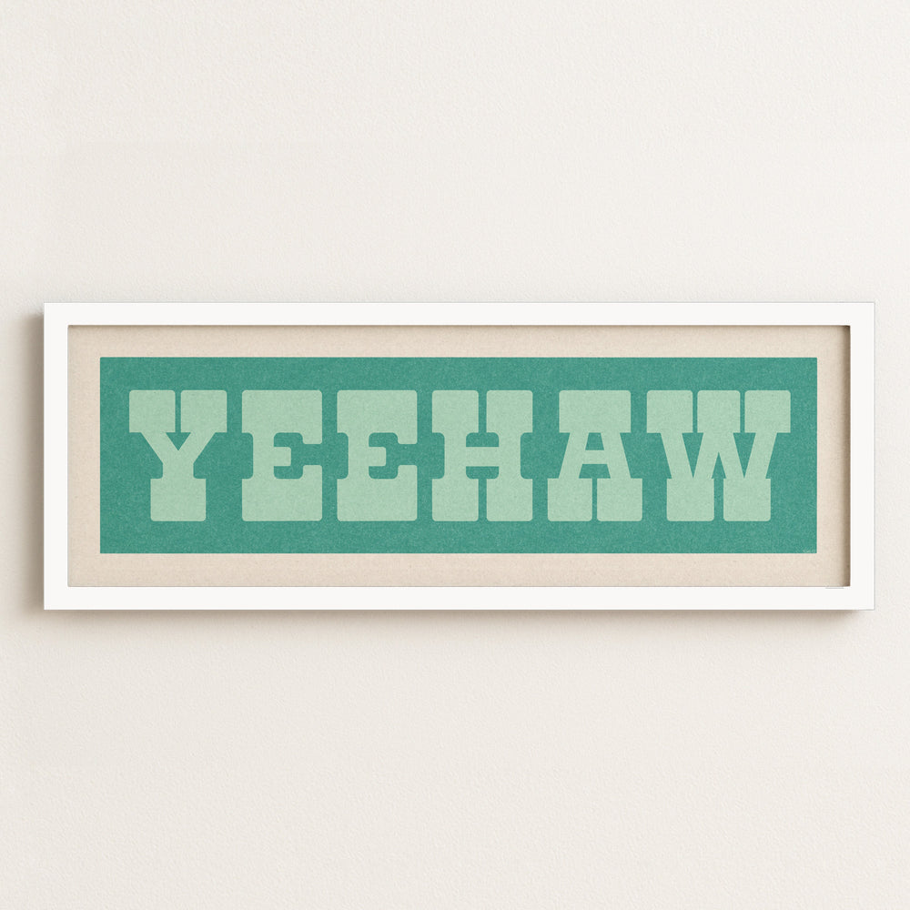 Framed YEEHAW Sign Turquoise & Mint Art Print