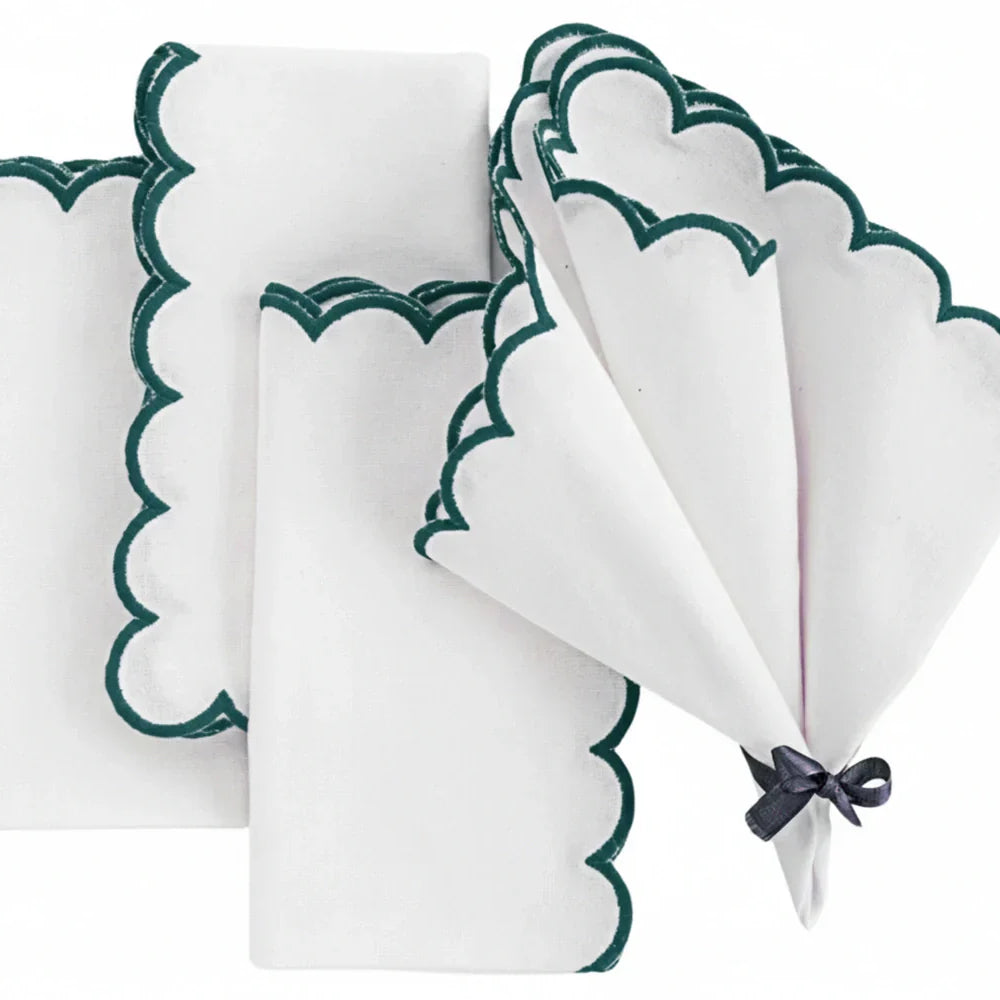 Green scallop napkins