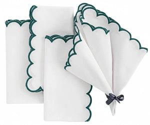 Green scallop napkins