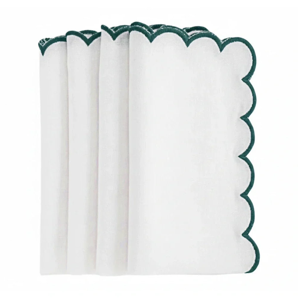 Green scallop napkins
