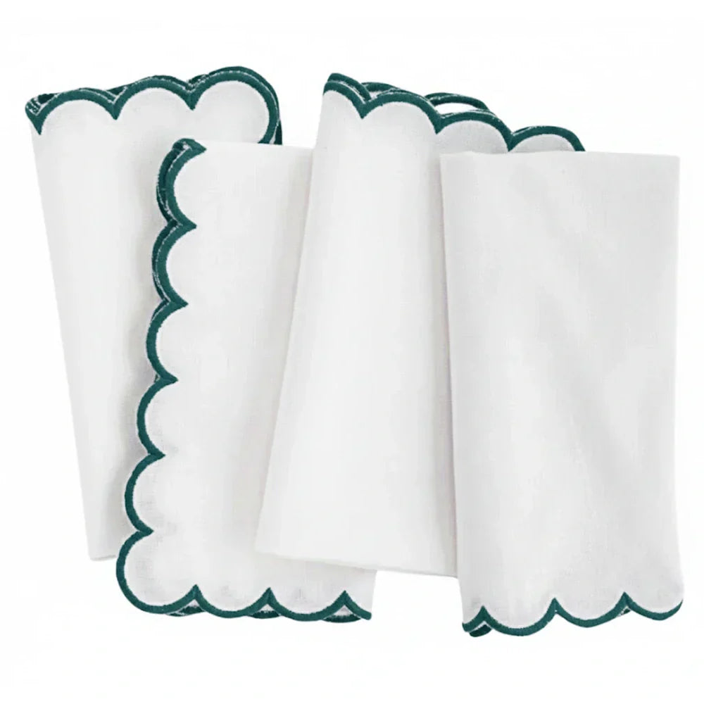 Green scallop napkins