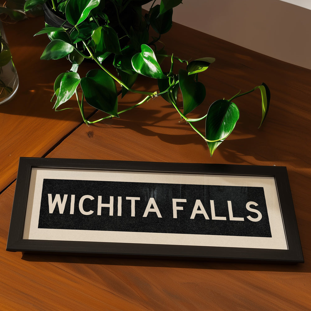 Framed Wichita Falls Bus Scroll Sign