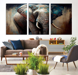 Wild Elephant Wall Art Canvas Print