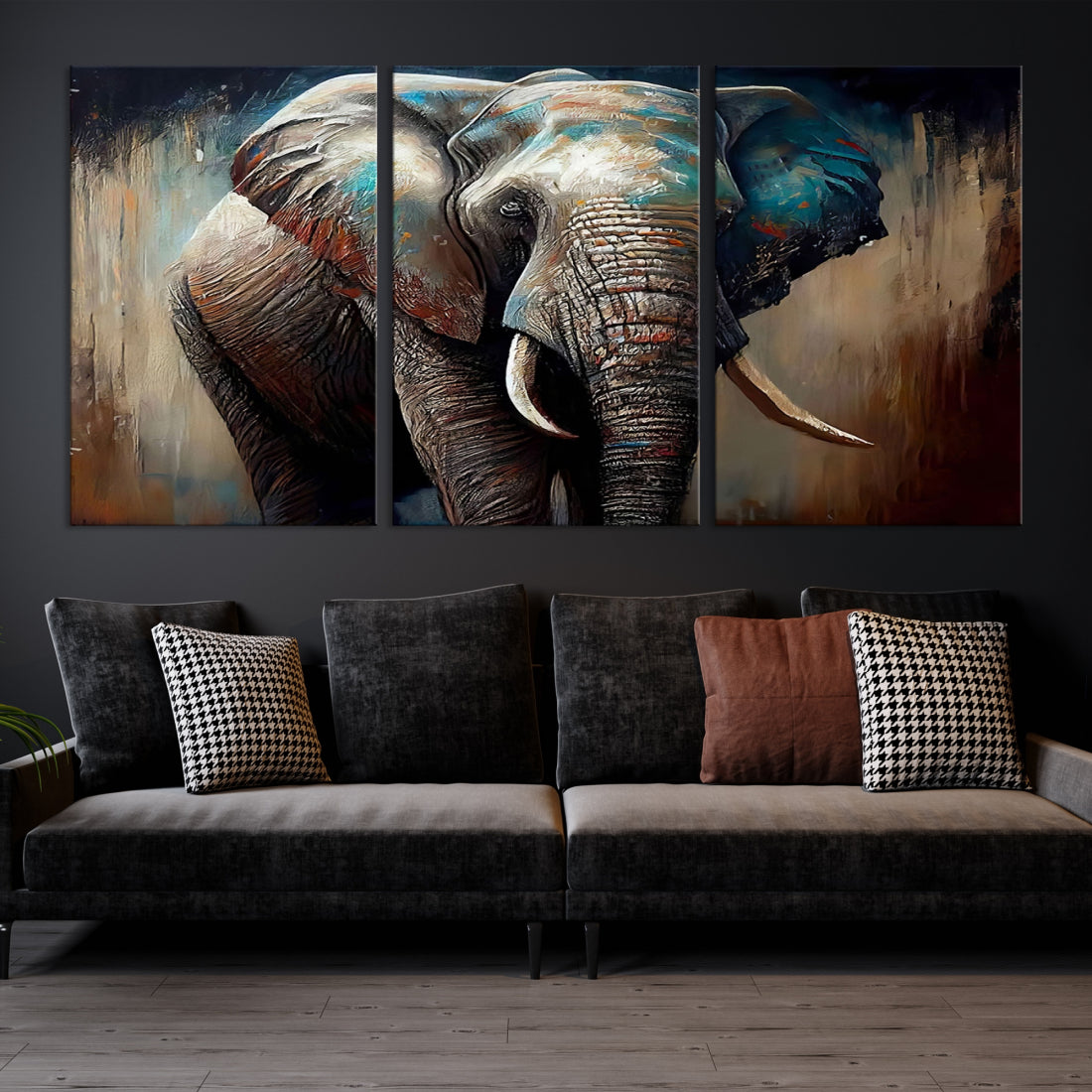 Wild Elephant Wall Art Canvas Print