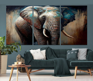 Wild Elephant Wall Art Canvas Print