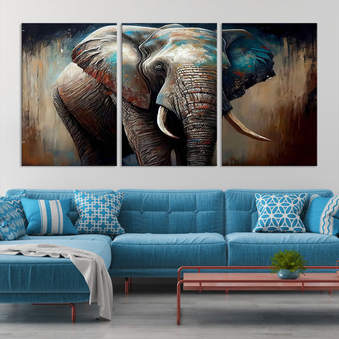 Wild Elephant Wall Art Canvas Print