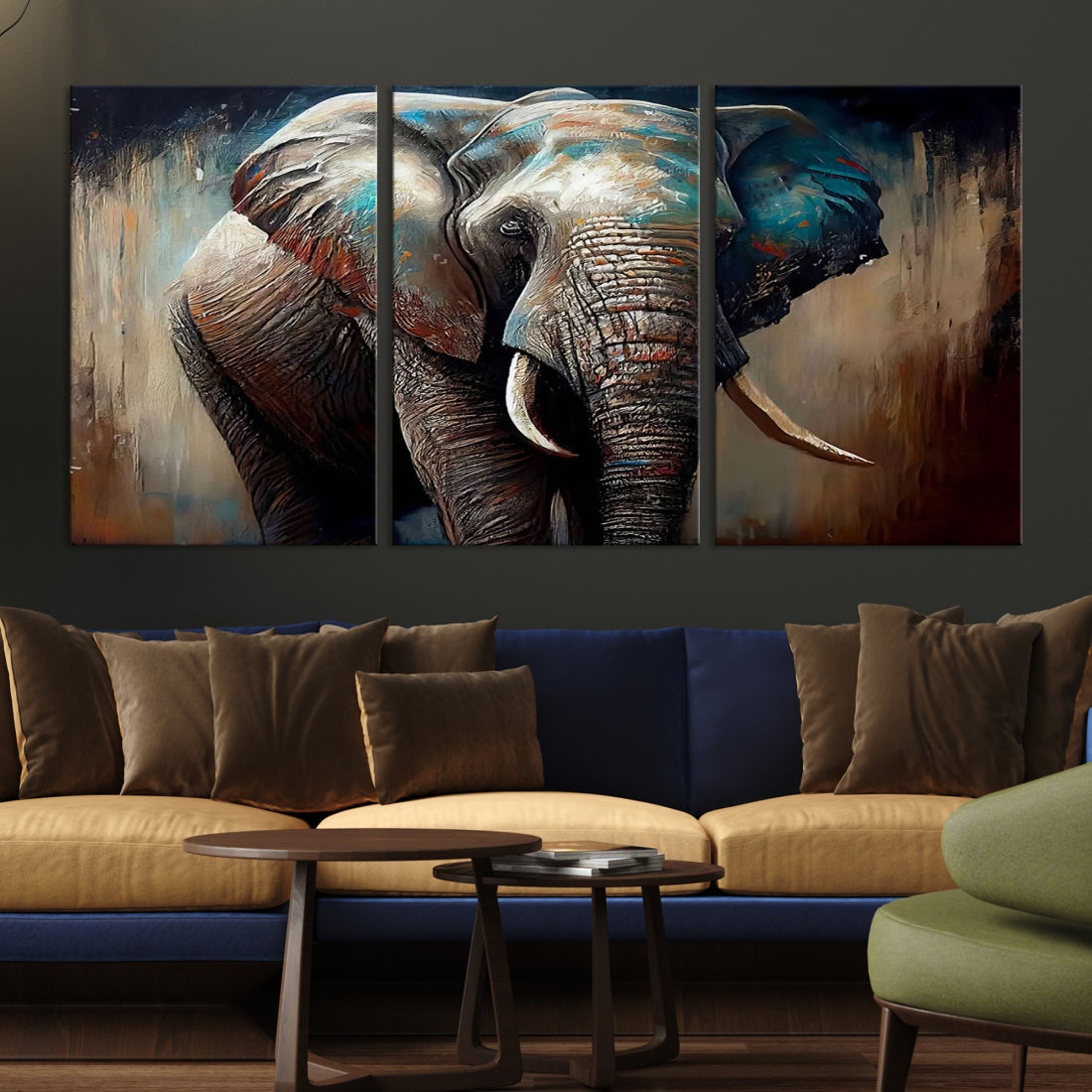 Wild Elephant Wall Art Canvas Print