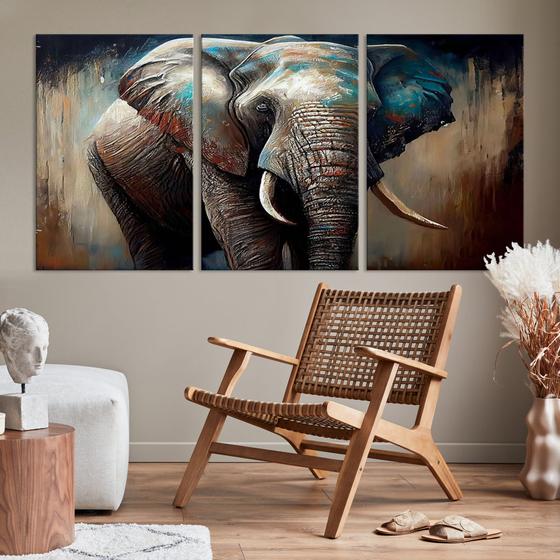 Wild Elephant Wall Art Canvas Print
