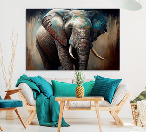 Wild Elephant Wall Art Canvas Print