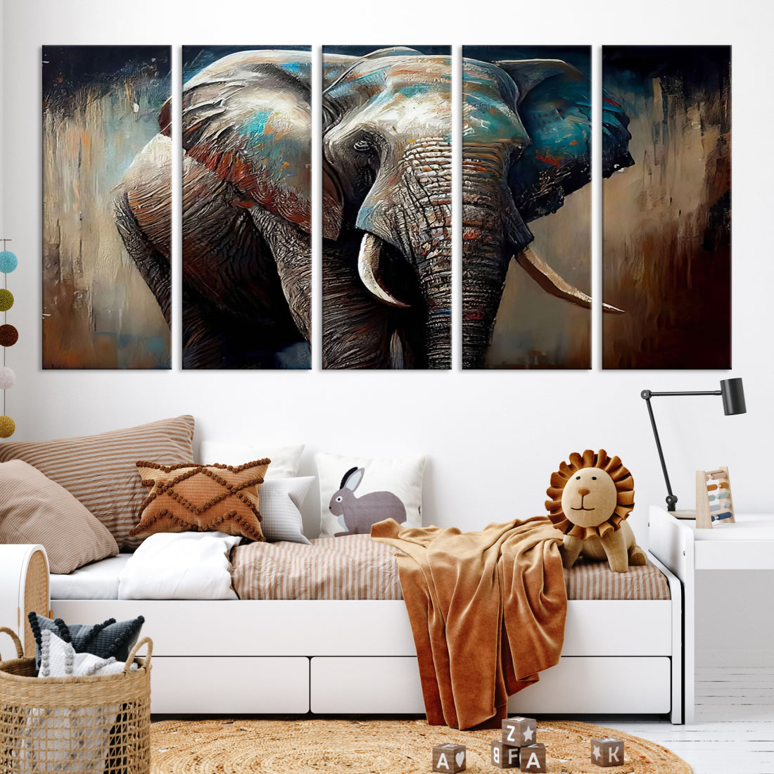 Wild Elephant Wall Art Canvas Print