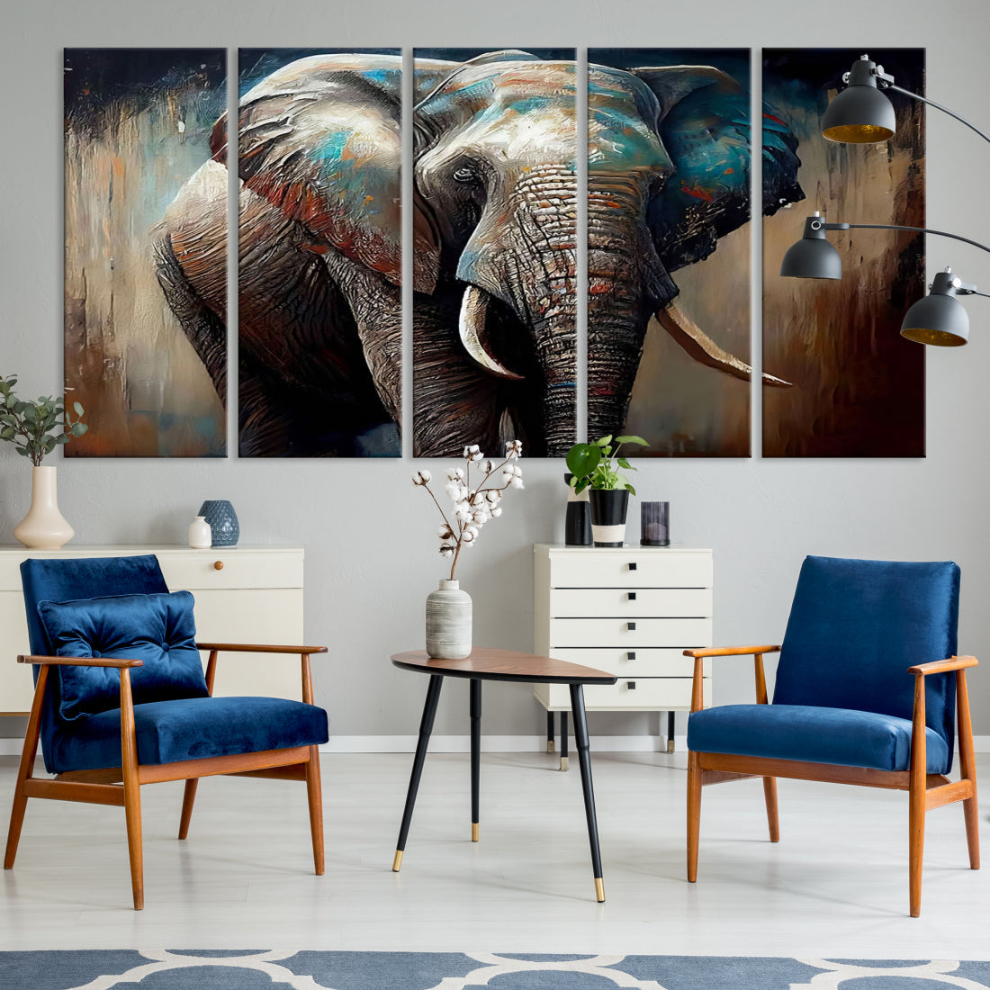 Wild Elephant Wall Art Canvas Print