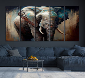 Wild Elephant Wall Art Canvas Print