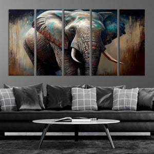 Wild Elephant Wall Art Canvas Print