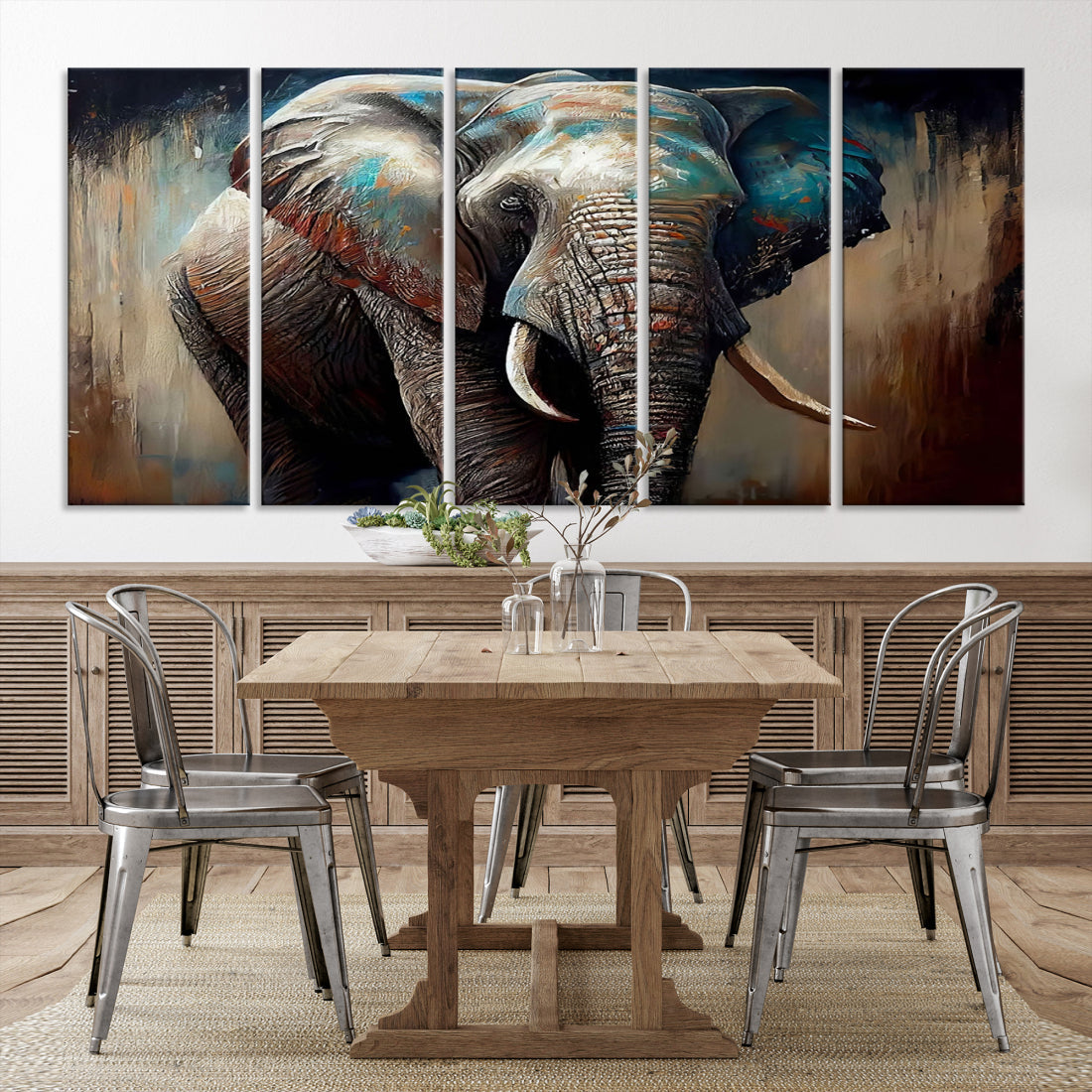 Wild Elephant Wall Art Canvas Print