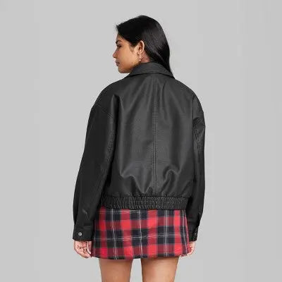 Wild Fable Women's Zip-Up Winter Faux Leather Jacket