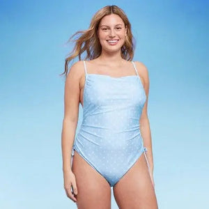 Wild Fable Women's Cheeky High Leg One Piece Swimsuit Side Cinch Bathing Suit