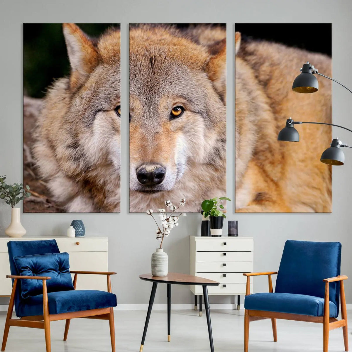 Wild Wolf Wall Art Canvas Print, Framed Canvas Print, Modern