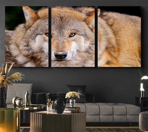 Wild Wolf Wall Art Canvas Print, Framed Canvas Print, Modern