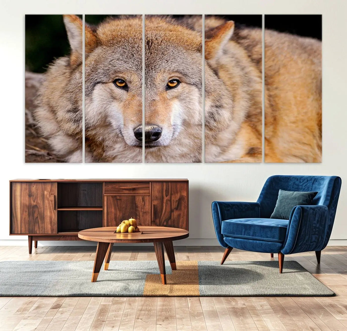 Wild Wolf Wall Art Canvas Print, Framed Canvas Print, Modern