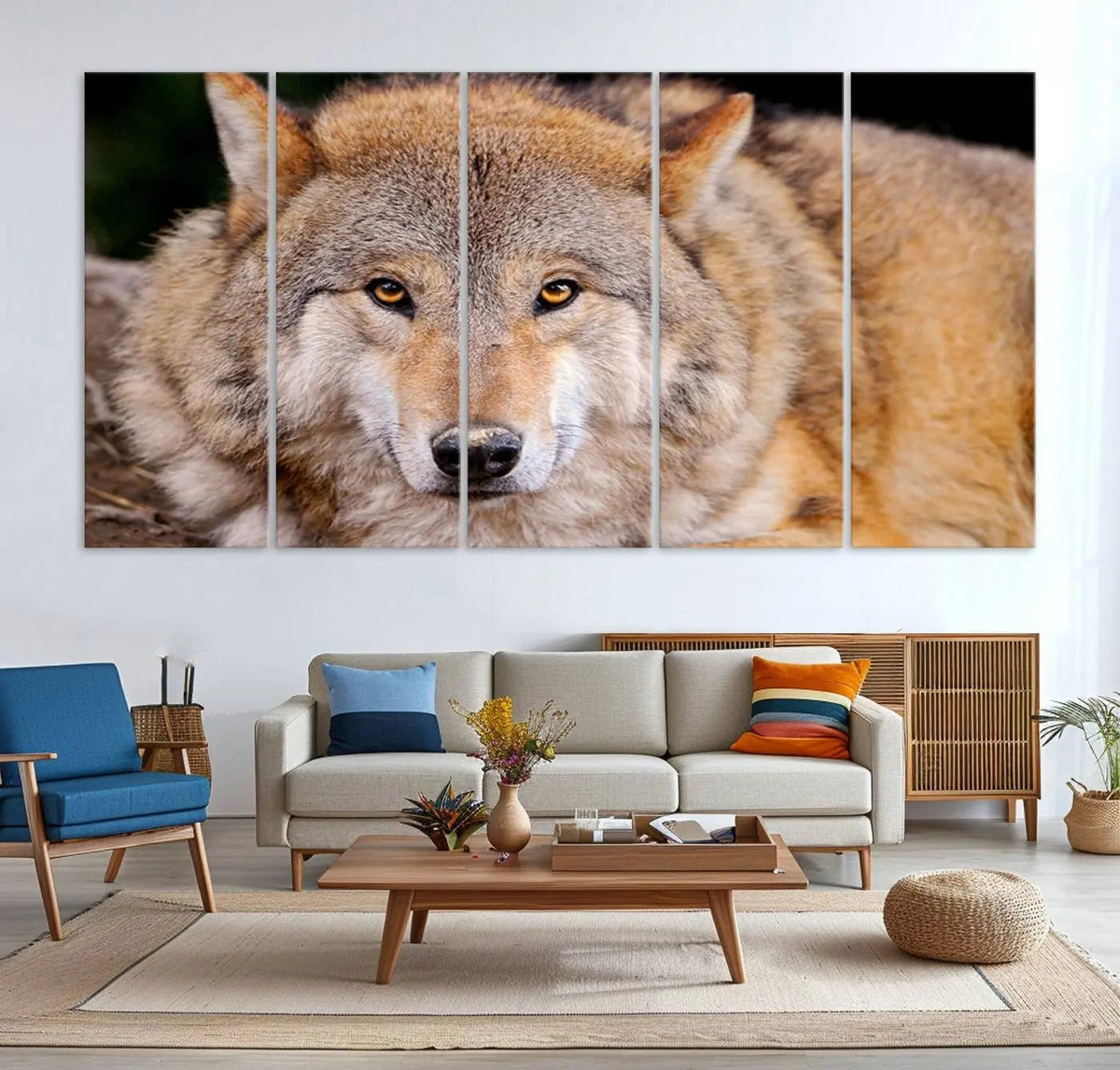 Wild Wolf Wall Art Canvas Print, Framed Canvas Print, Modern