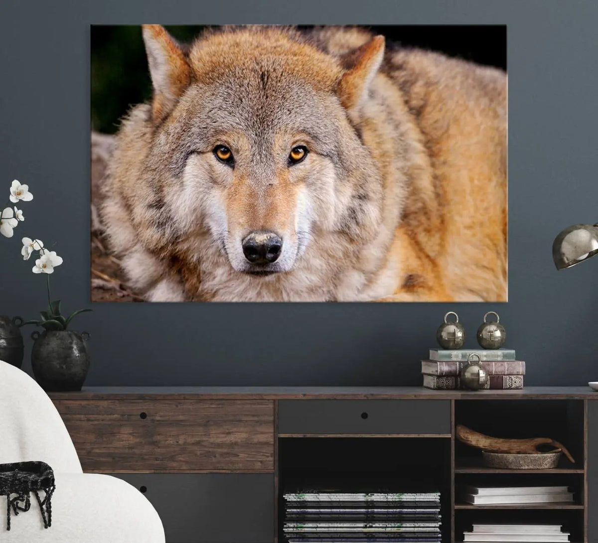 Wild Wolf Wall Art Canvas Print, Framed Canvas Print, Modern