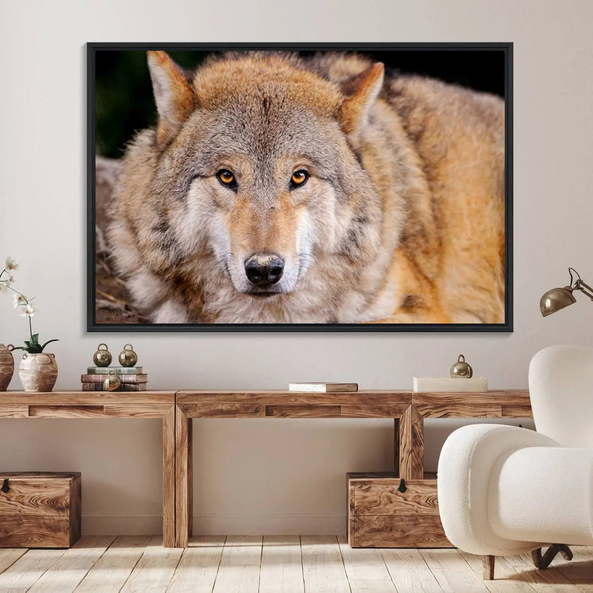 Wild Wolf Wall Art Canvas Print, Framed Canvas Print, Modern