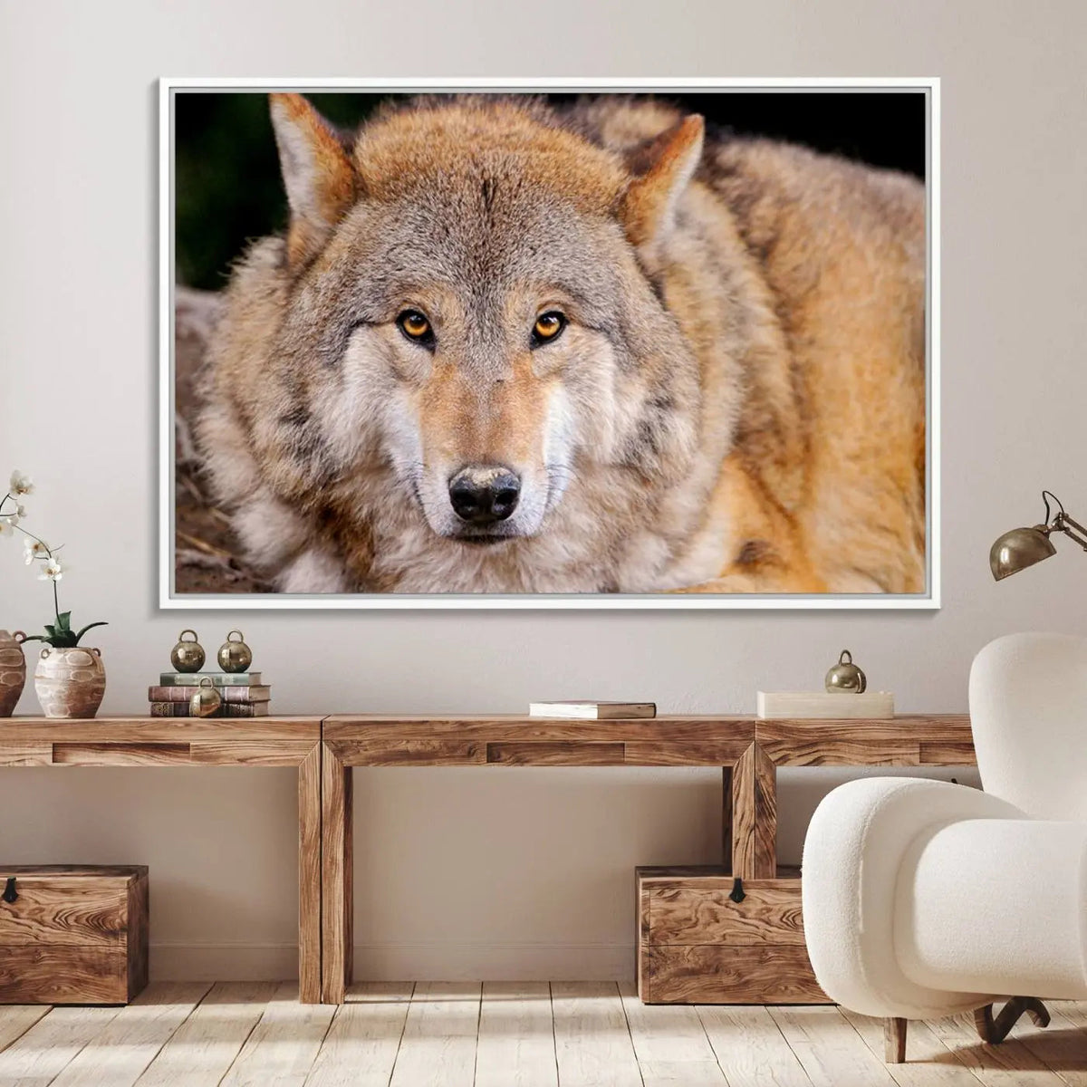 Wild Wolf Wall Art Canvas Print, Framed Canvas Print, Modern