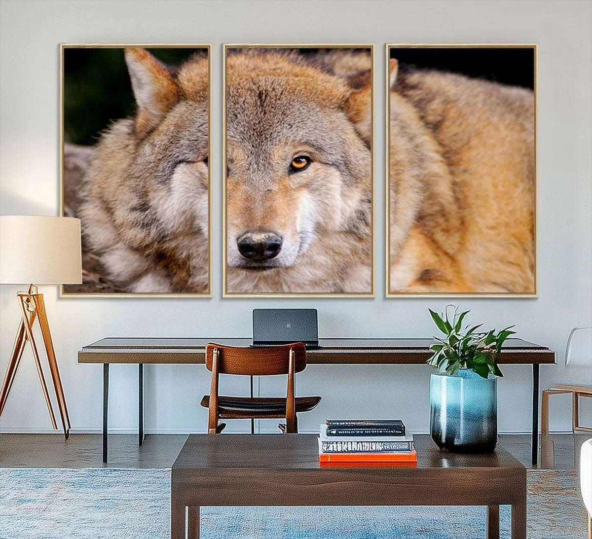 Wild Wolf Wall Art Canvas Print, Framed Canvas Print, Modern