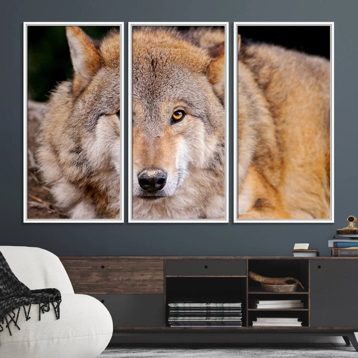 Wild Wolf Wall Art Canvas Print, Framed Canvas Print, Modern