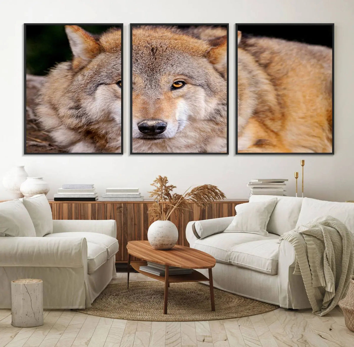 Wild Wolf Wall Art Canvas Print, Framed Canvas Print, Modern