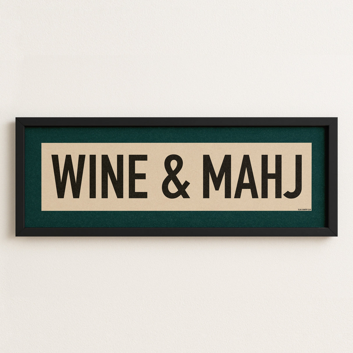 Framed Wine & Mahj Mahjong Art Scroll Sign