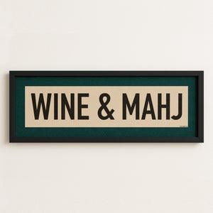 Framed Wine & Mahj Mahjong Art Scroll Sign