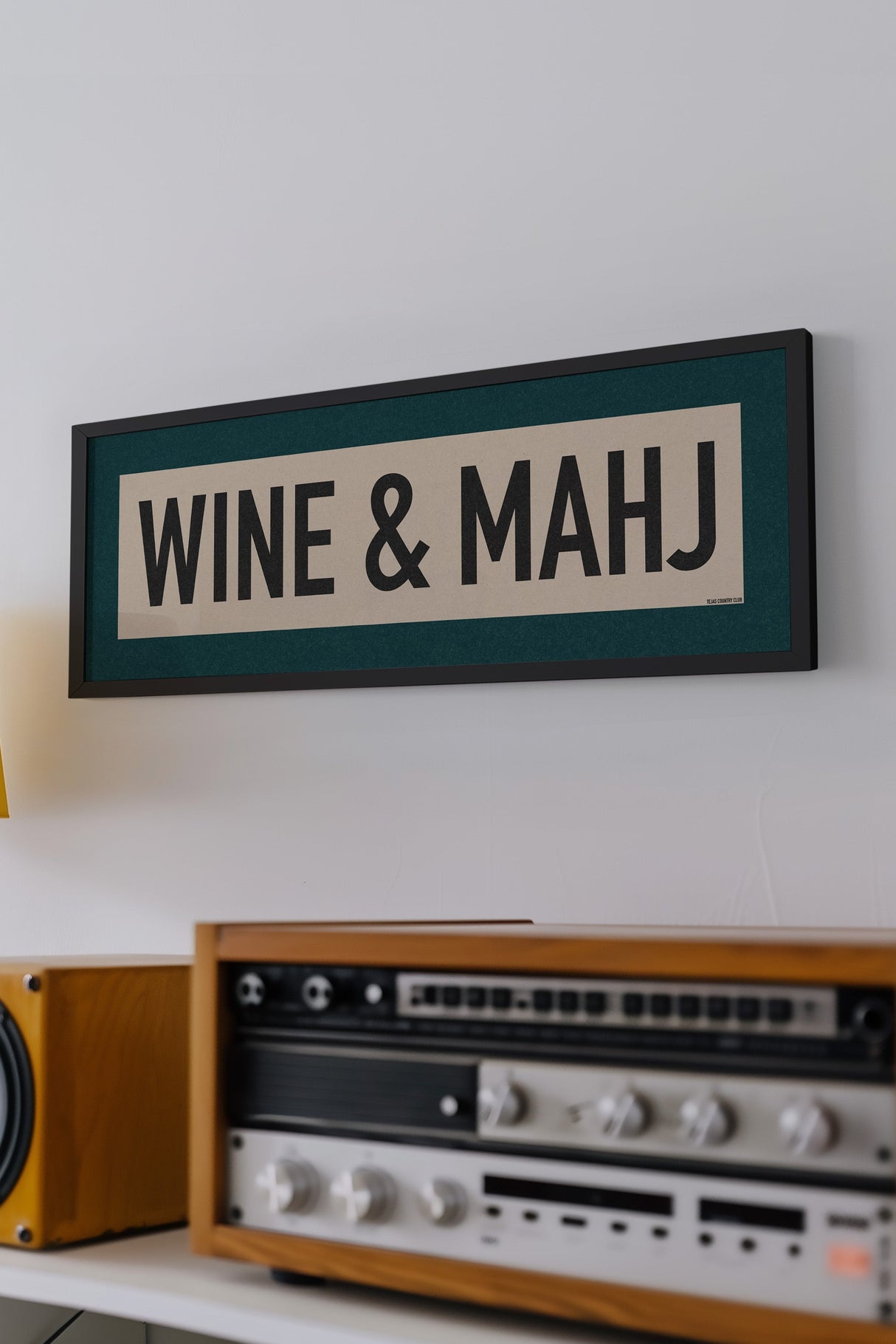 Framed Wine & Mahj Mahjong Art Scroll Sign