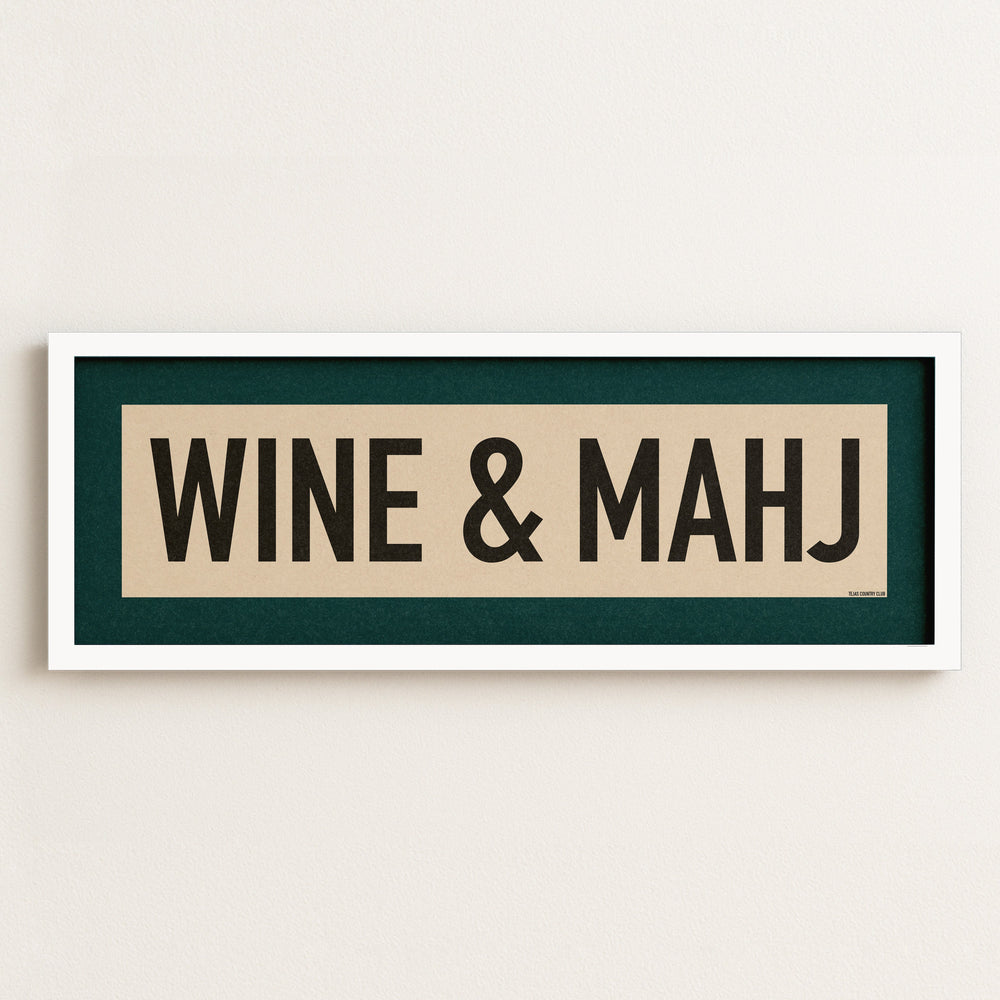 Framed Wine & Mahj Mahjong Art Scroll Sign